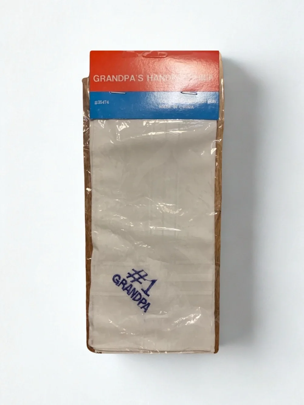 Vintage 1990s New #1 Grandpa White Handkerchief